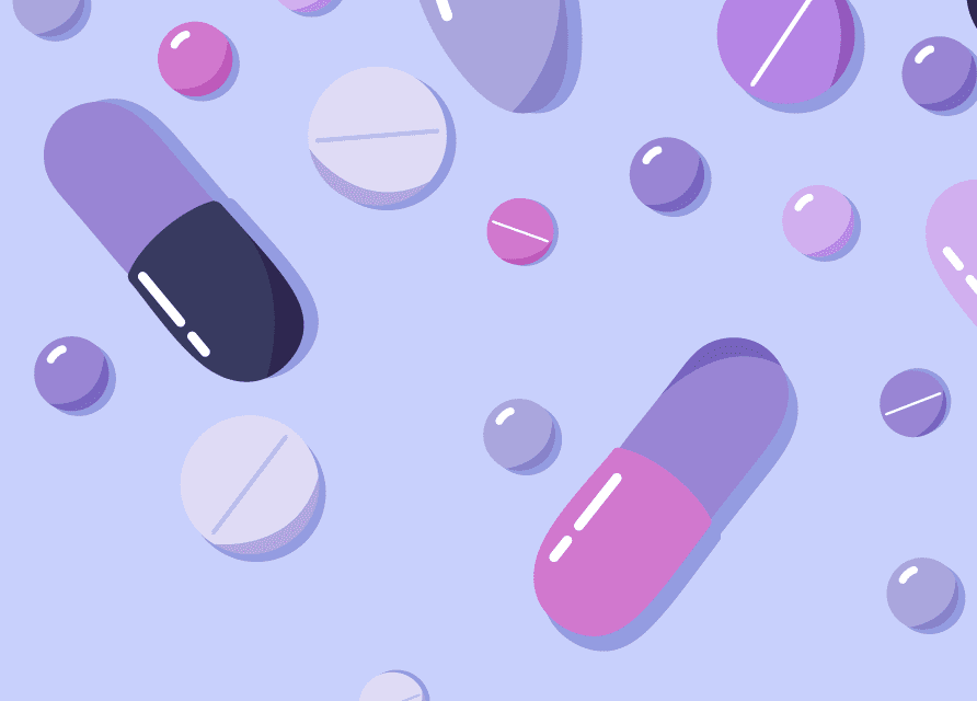 purple background with pills